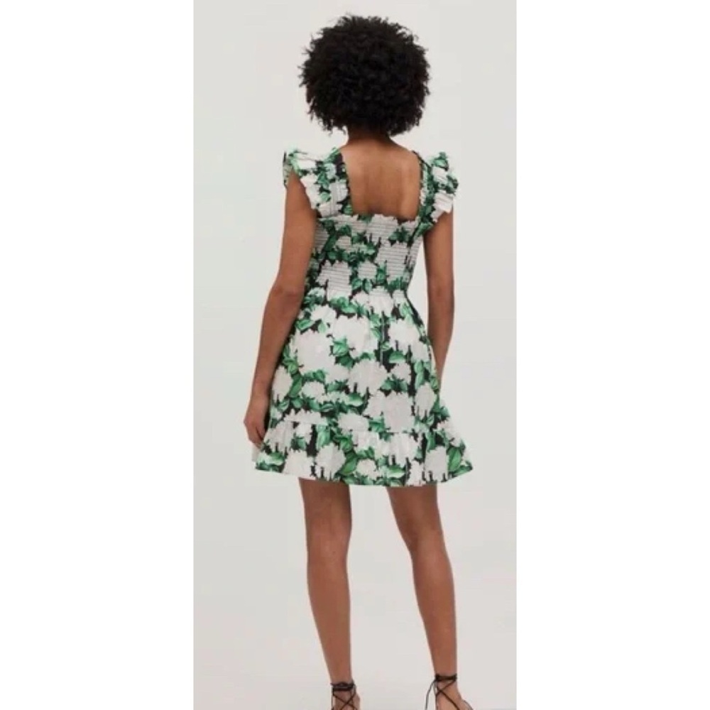 Hill House Elizabeth Smocked Night Bloom Green Mini Nap Dress XS - Picture 9 of 10